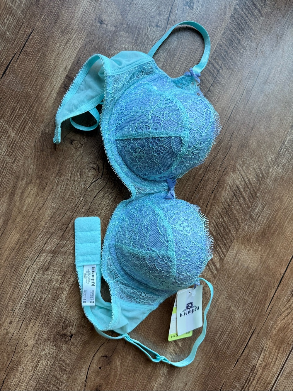Aqua Lace Underwire Bra